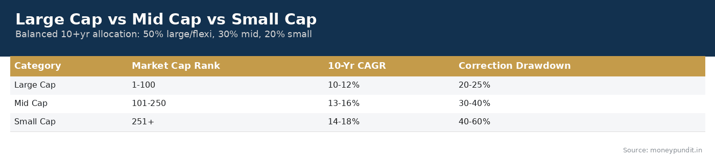 Large Cap vs Mid Cap vs Small Cap