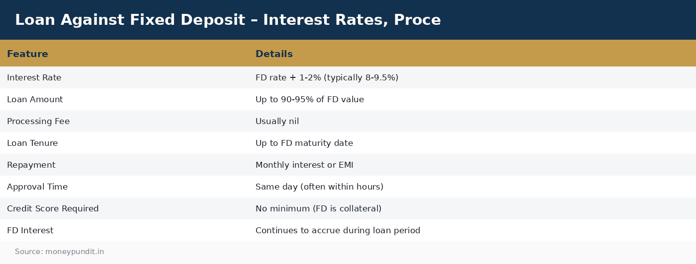 Loan Against Fixed Deposit – Interest Rates, Proce