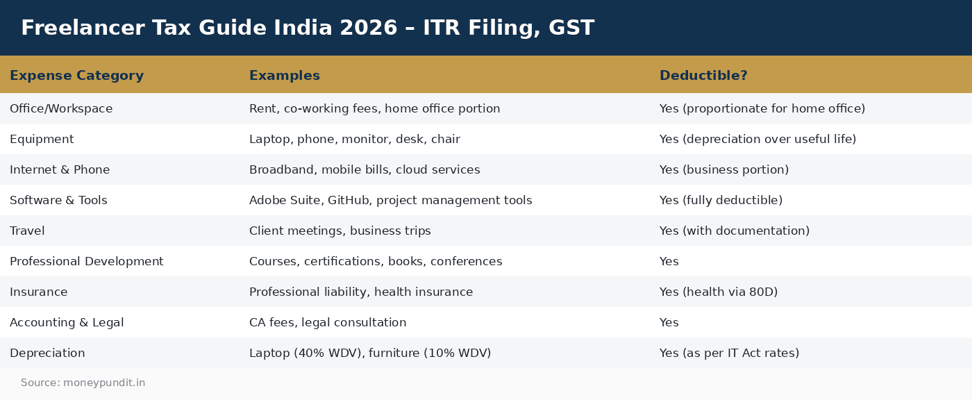 Freelancer Tax Guide India 2026 – ITR Filing, GST 