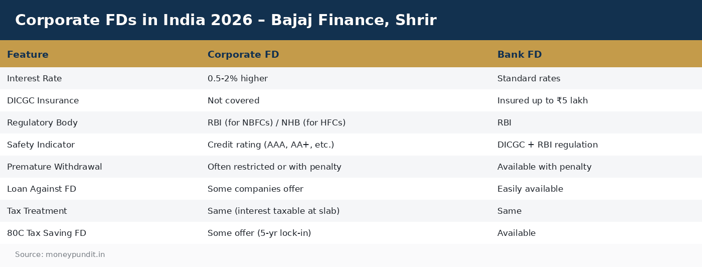 Corporate FDs in India 2026 – Bajaj Finance, Shrir