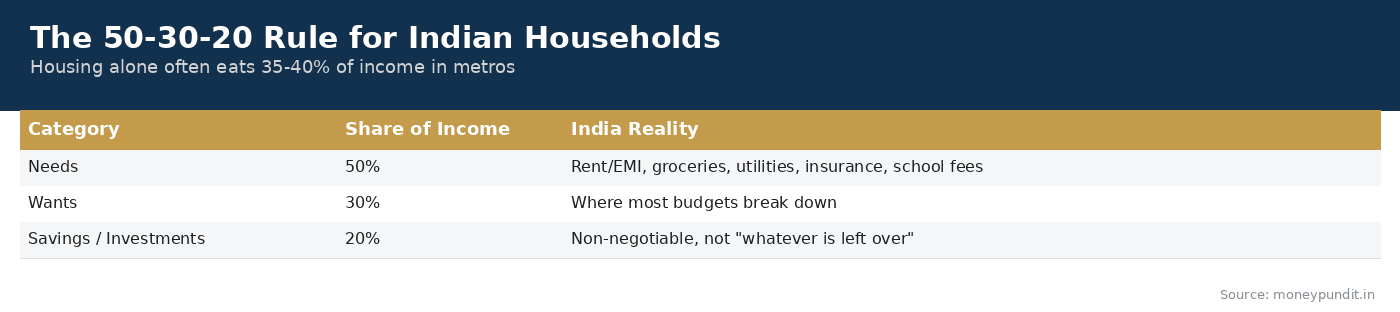 The 50-30-20 Rule for Indian Households