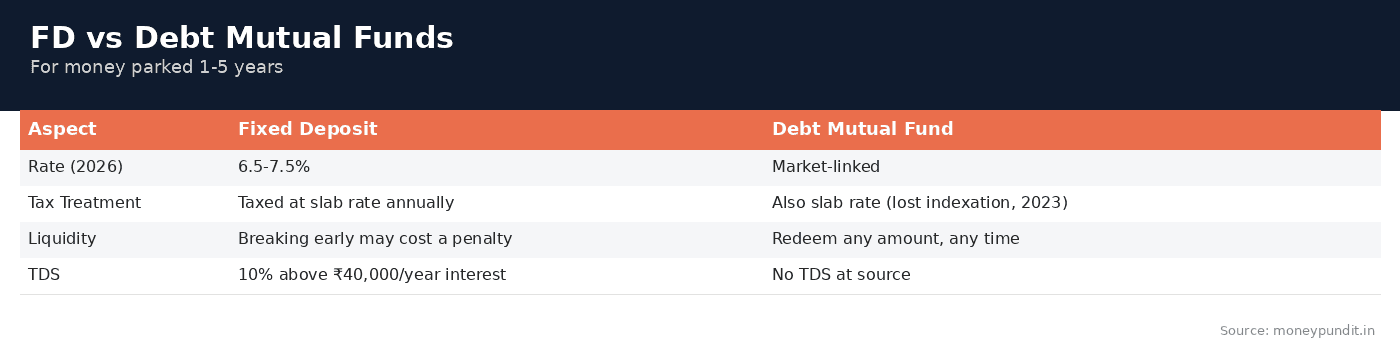 FD vs debt mutual funds: FD vs Debt Mutual Funds
